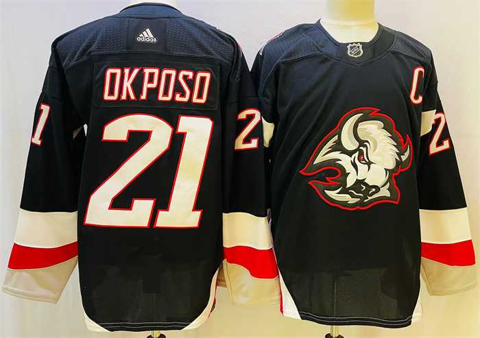 Men%27s Buffalo Sabres #21 Kyle Okposo 2022-23 Black Stitched Jersey->buffalo sabres->NHL Jersey